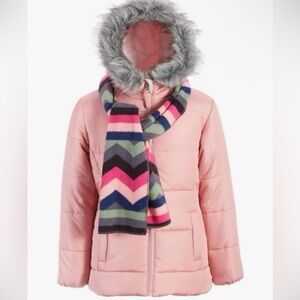 S. Rothschild & Co. Quilted Puffer Jacket
W/Scarf Big Girls XL/16 color:Rose NWT